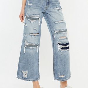 KanCan™ Ripped High Rise Wide Leg Cropped Jean. Size 31. Worn once. NWOT